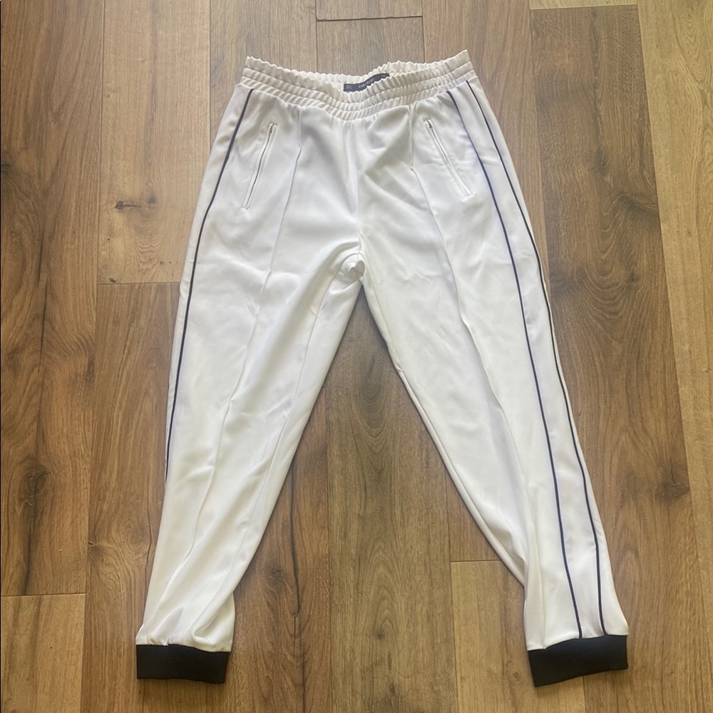 Zara Basic White Pants with Black Label